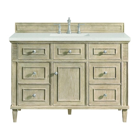 James Martin Vanities 48'' Single Vanity, Whitewashed Oak w/ 3 CM Lime Delight Quartz Top 424-V48-WWO-3LDL